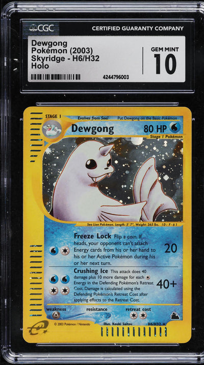 2003 POKEMON SKYRIDGE HOLO DEWGONG #H6 CGC 10 GEM MINT