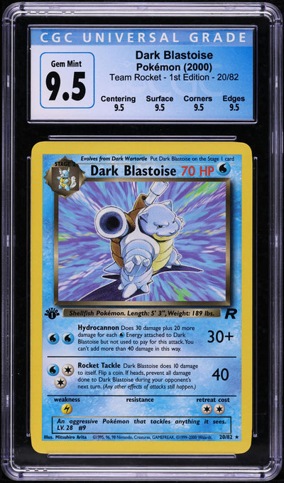 2000 POKEMON TEAM ROCKET 1ST EDITION DARK BLASTOISE #20 CGC 9.5 GEM MINT