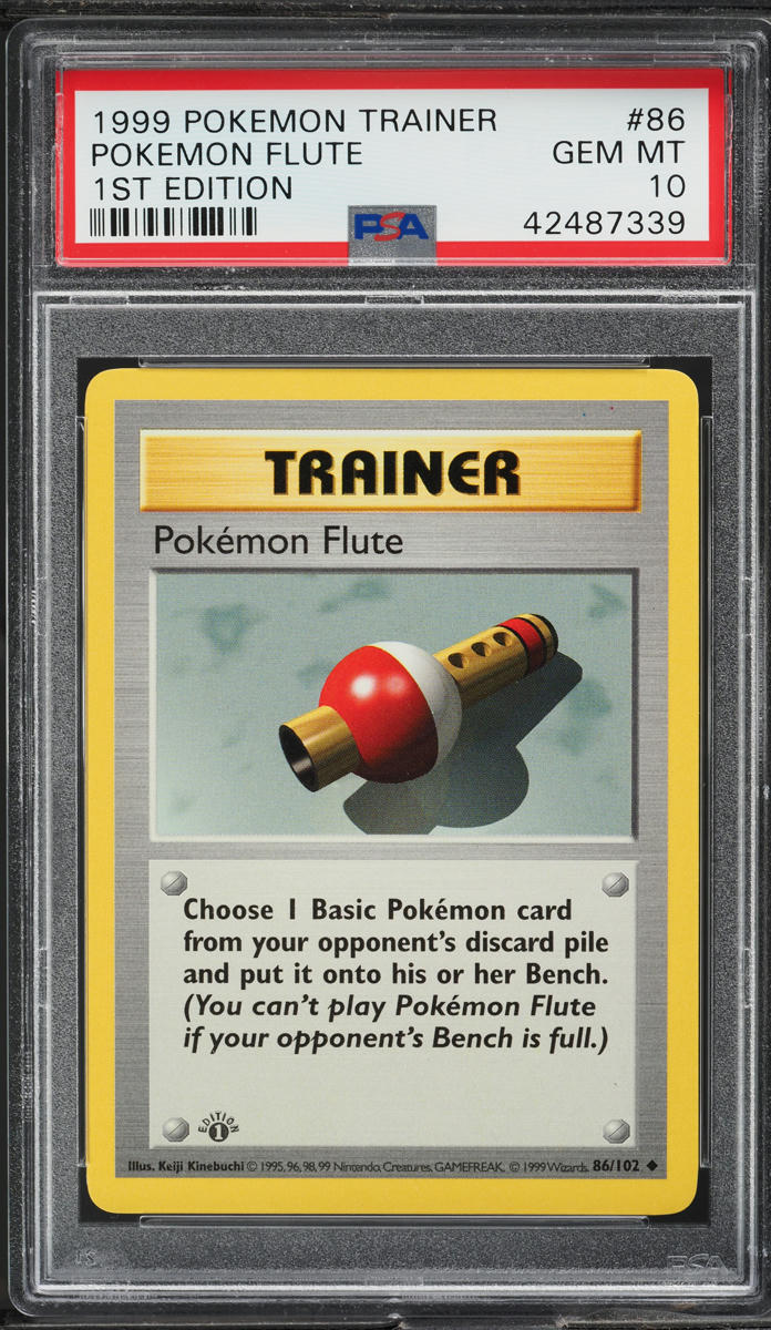 1999 POKEMON BASE SET SHADOWLESS 1ST EDITION POKEMON FLUTE #86 PSA 10 GEM MINT