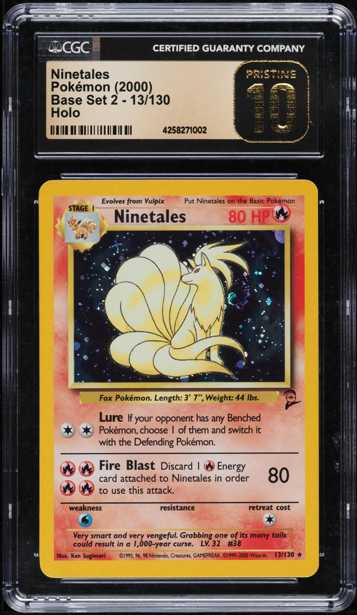 2000 POKEMON BASE SET 2 HOLO NINETALES #13 CGC 10 PRISTINE