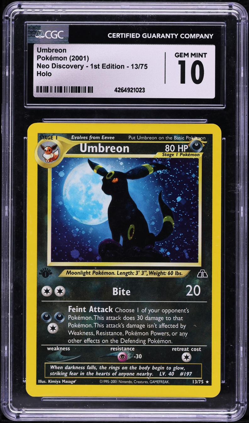 2001 POKEMON NEO DISCOVERY 1ST EDITION HOLO UMBREON #13 CGC 10 GEM MINT