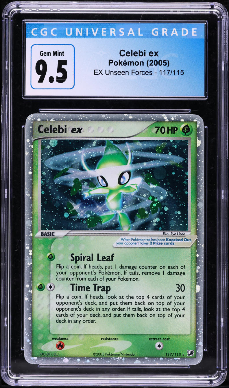 2005 POKEMON EX UNSEEN FORCES HOLO CELEBI EX #117 CGC 10 GEM MINT
