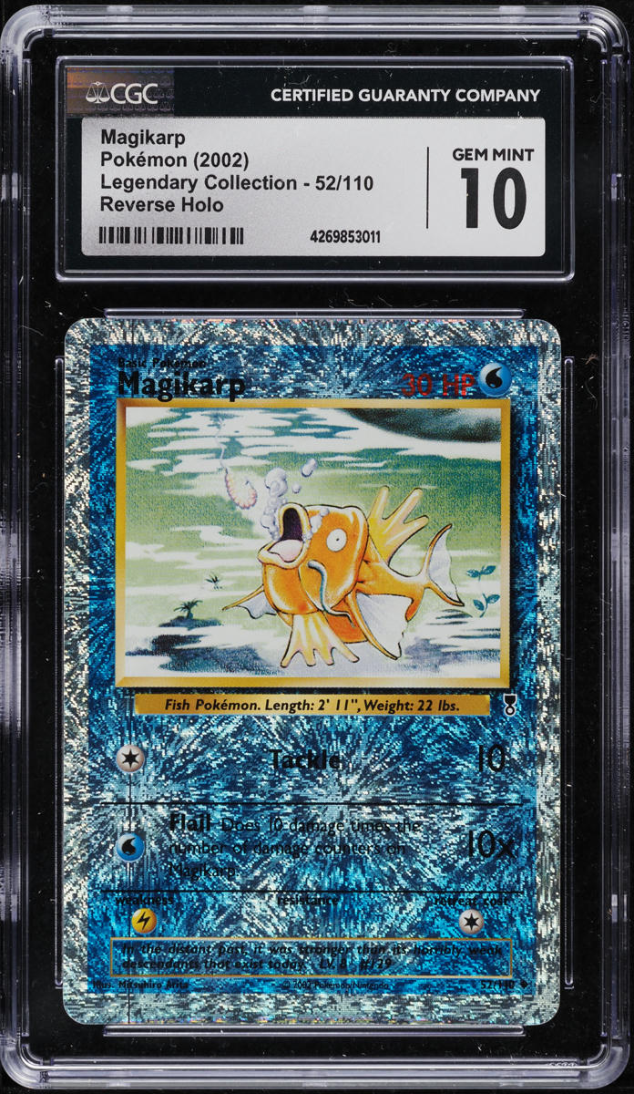 2002 POKEMON LEGENDARY COLLECTION REVERSE HOLO MAGIKARP #52 CGC 10