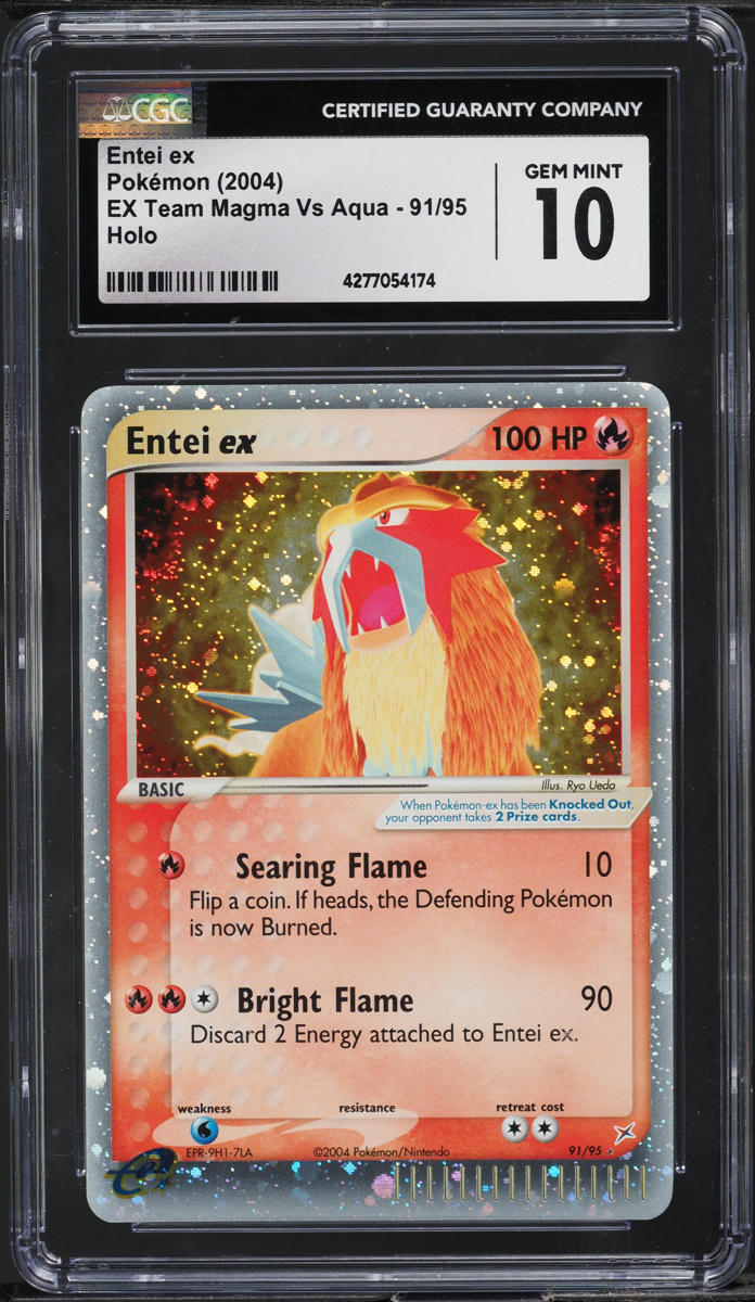 2004 POKEMON EX TEAM MAGMA VS AQUA HOLO ENTEI EX #91 CGC 10 GEM MINT