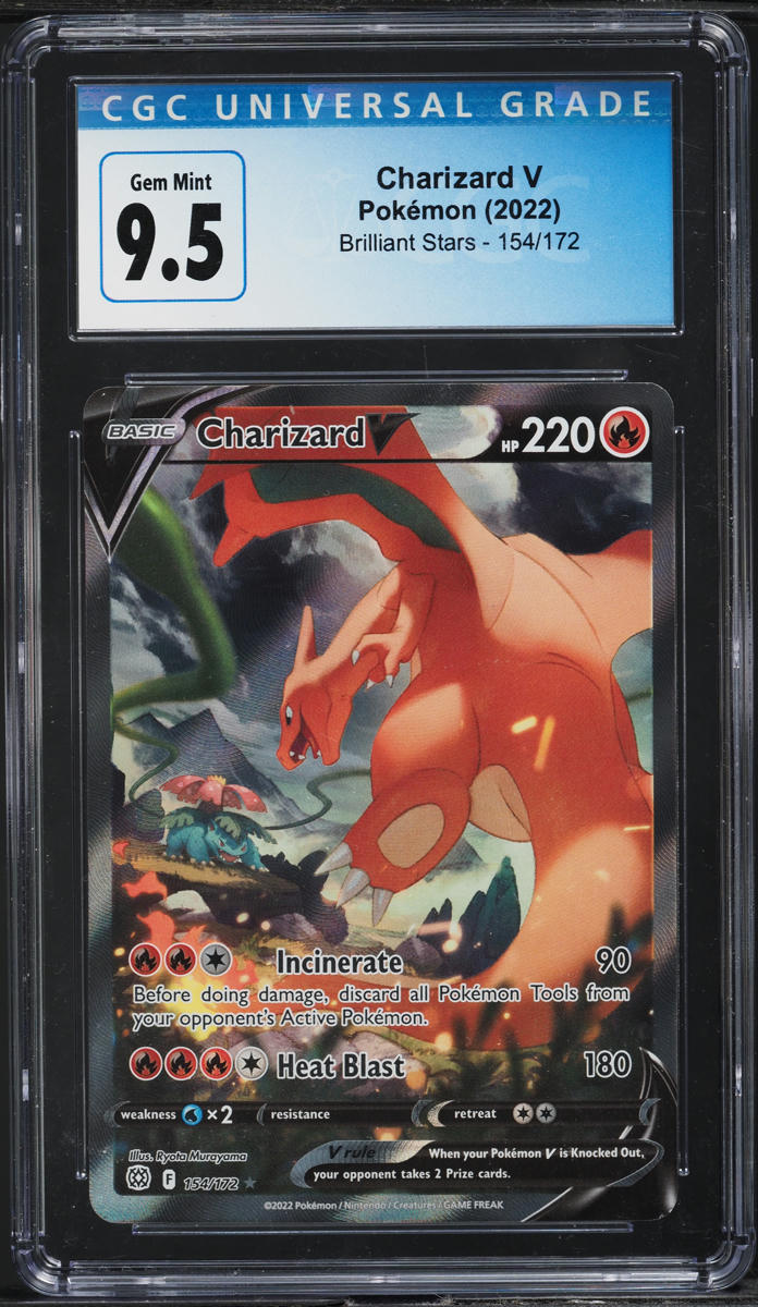 2022 POKEMON SWSH BRILLIANT STARS FULL ART CHARIZARD V #154 CGC 10 GEM MINT