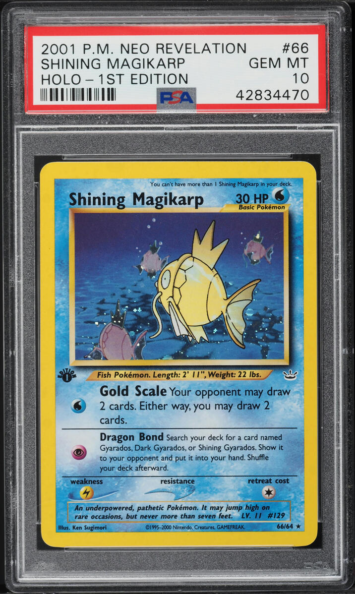 2001 POKEMON NEO REVELATION 1ST EDITION HOLO SHINING MAGIKARP #66 PSA 10 GEM MINT