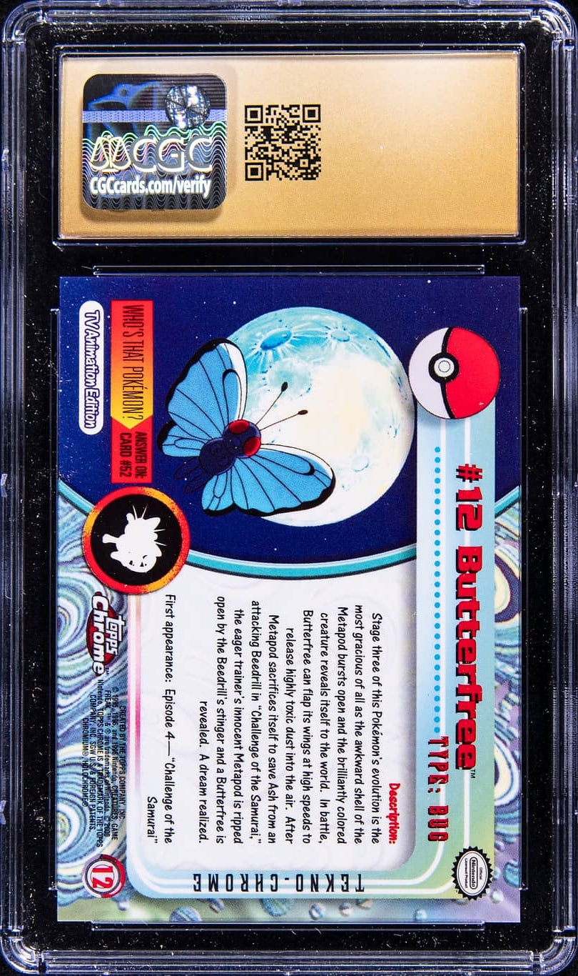 2000 POKEMON TOPPS CHROME SERIES 1 TEKNO BUTTERFREE #12 CGC 10 PRISTINE