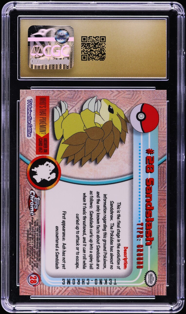 2000 TOPPS CHROME POKEMON SERIES 1 TEKNO SANDSLASH #28 CGC 10 PRISTINE