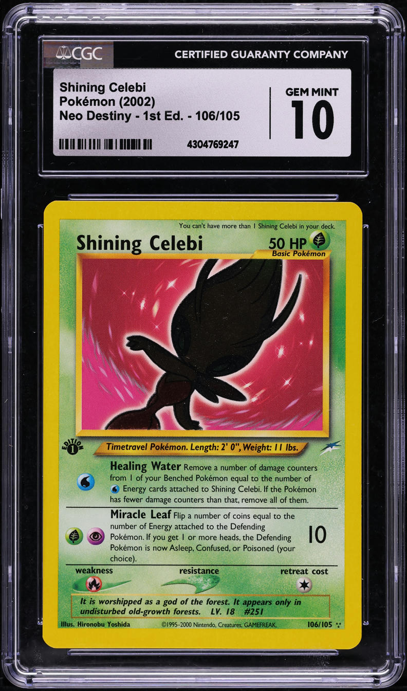 2002 POKEMON NEO DESTINY 1ST EDITION SHINING CELEBI #106 CGC 10 GEM MINT