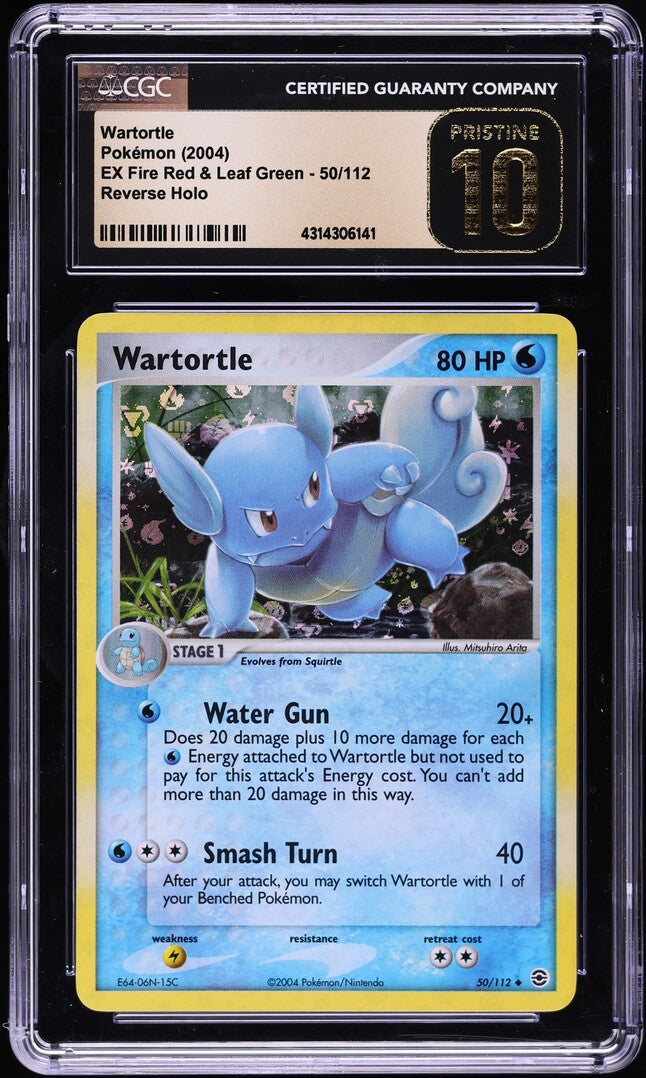 2004 POKEMON EX FIRE RED & LEAF GREEN REVERSE HOLO WARTORTLE #50 CGC 10 PRISTINE
