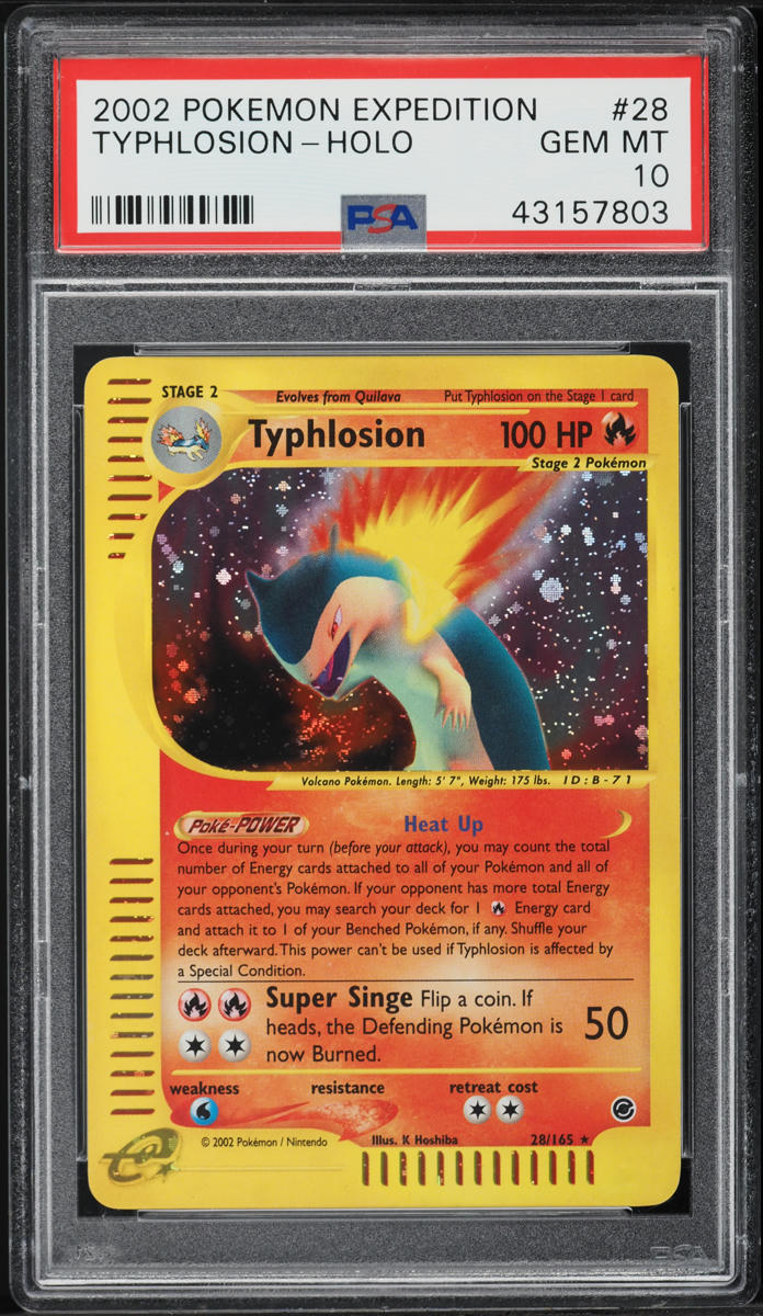 2002 POKEMON EXPEDITION HOLO TYPHLOSION #28 PSA 10 GEM MINT