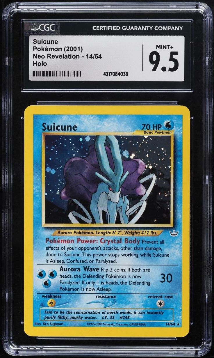 2001 POKEMON NEO REVELATION HOLO SUICUNE #14 CGC 9.5 MINT+