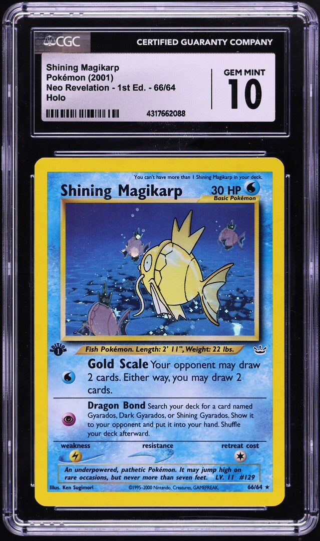 2001 POKEMON NEO REVELATION 1ST EDITION HOLO SHINING MAGIKARP #66 CGC 10