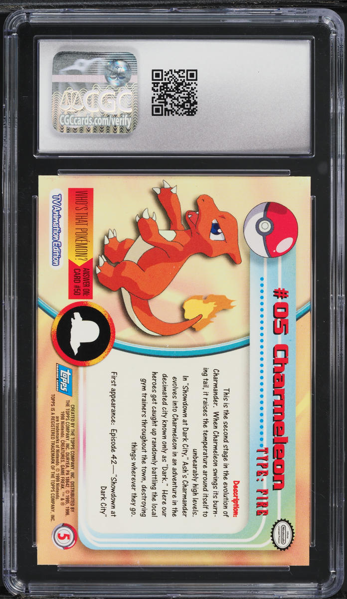 1999 TOPPS POKEMON TV CHAMELEON #5 CGC 8