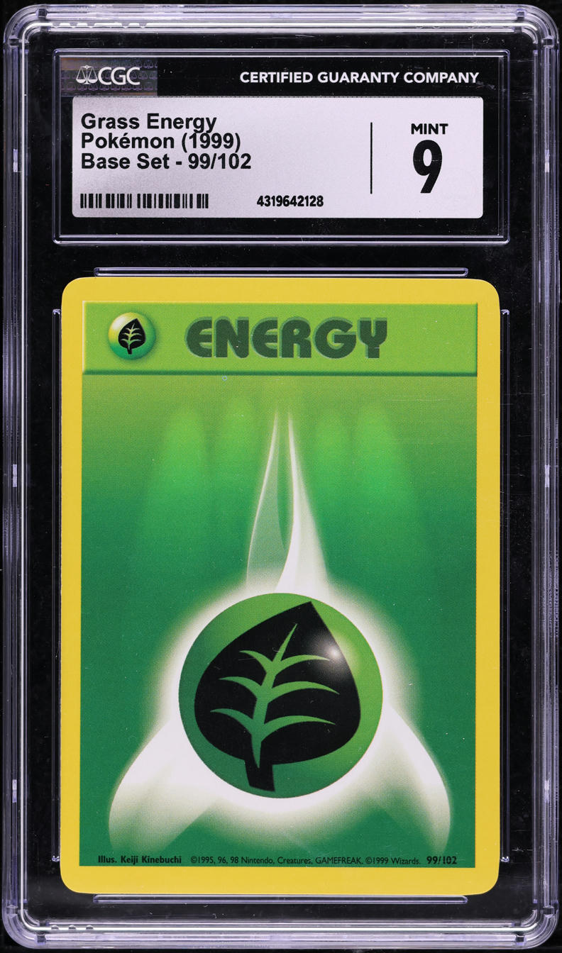 1999 POKEMON BASE SET GRASS ENERGY #99 CGC 9 MINT