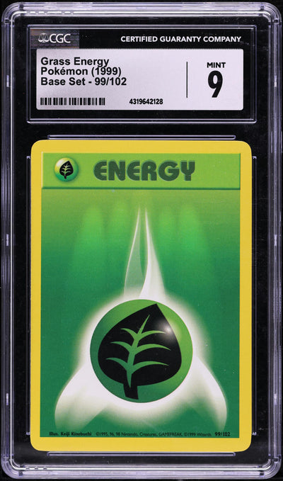 1999 POKEMON BASE SET GRASS ENERGY #99 CGC 9 MINT