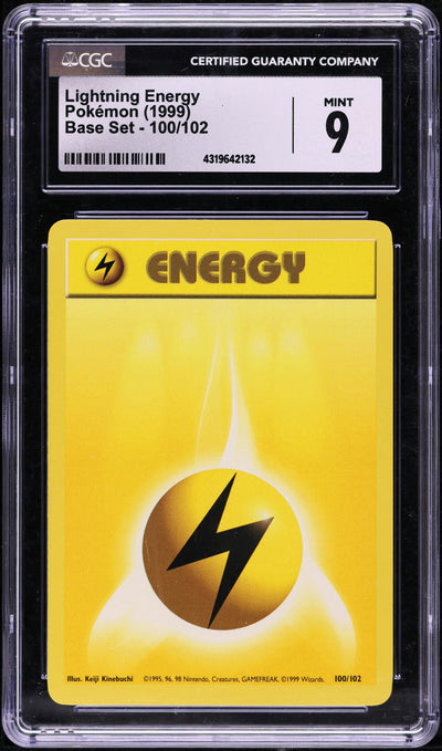 1999 POKEMON BASE SET LIGHTNING ENERGY #100 CGC 9 MINT