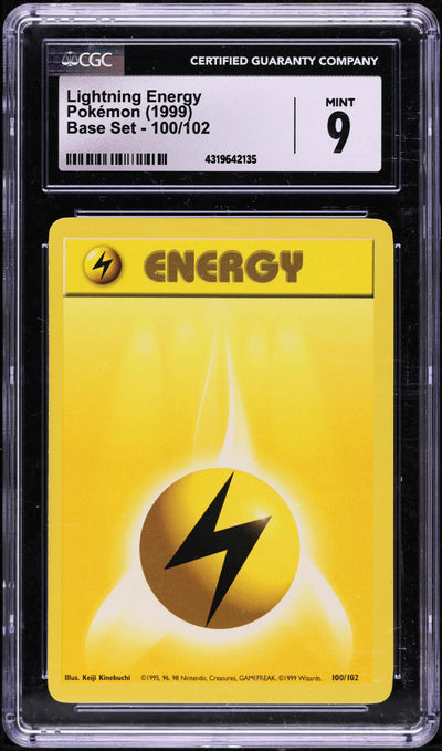 1999 POKEMON BASE SET LIGHTNING ENERGY #100 CGC 9 MINT