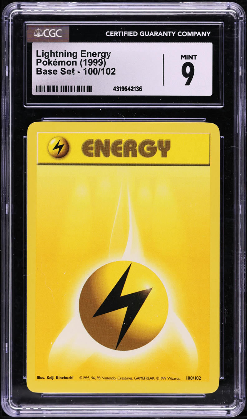 1999 POKEMON BASE SET LIGHTNING ENERGY #100 CGC 9 MINT