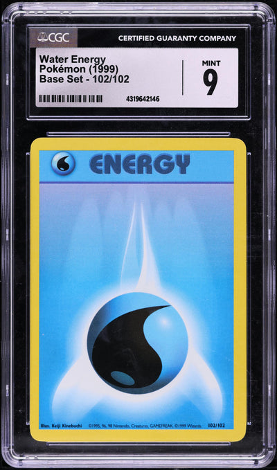 1999 POKEMON BASE SET WATER ENERGY #102 CGC 9 MINT