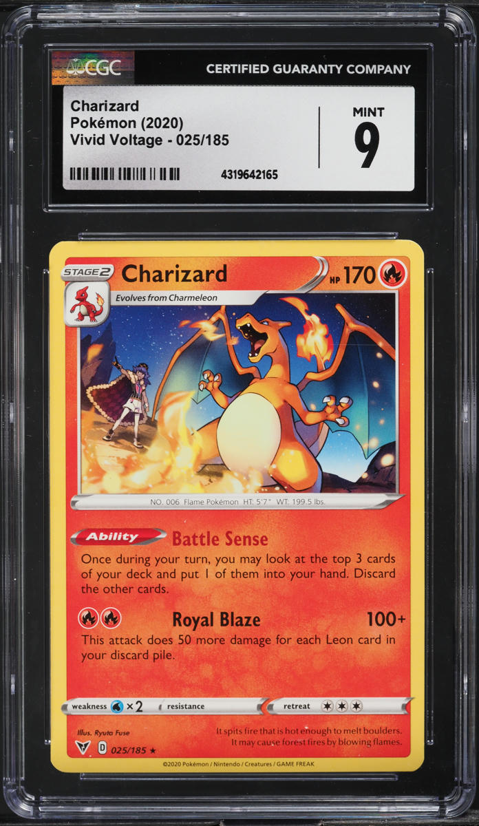 2020 POKEMON SWORD & SHIELD VIVID VOLTAGE CHARIZARD #25 CGC 9 MINT