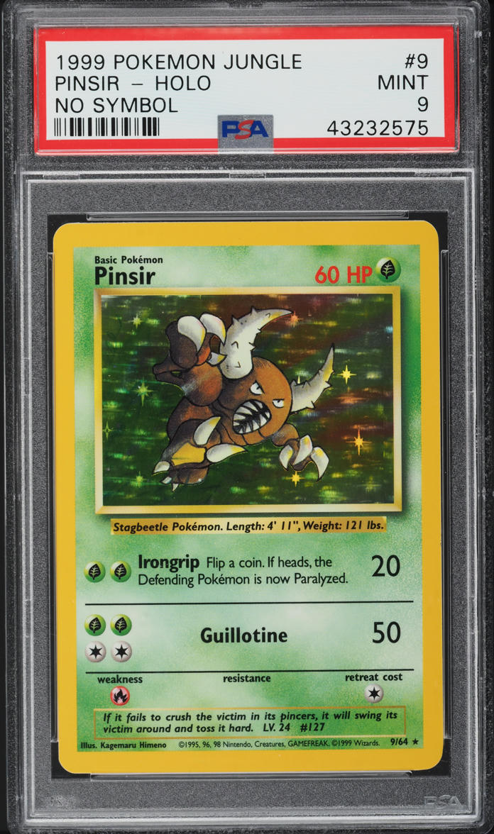 1999 POKEMON JUNGLE NO SYMBOL HOLO PINSIR #9 PSA 9 MINT