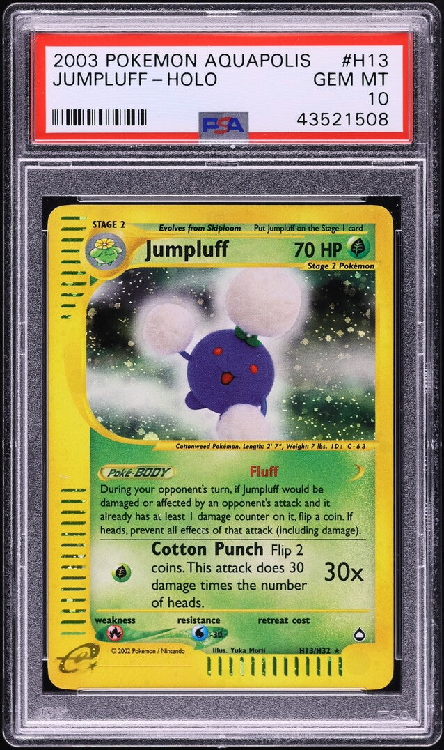 2003 POKEMON AQUAPOLIS HOLO JUMPLUFF #H13 PSA 10 GEM MINT