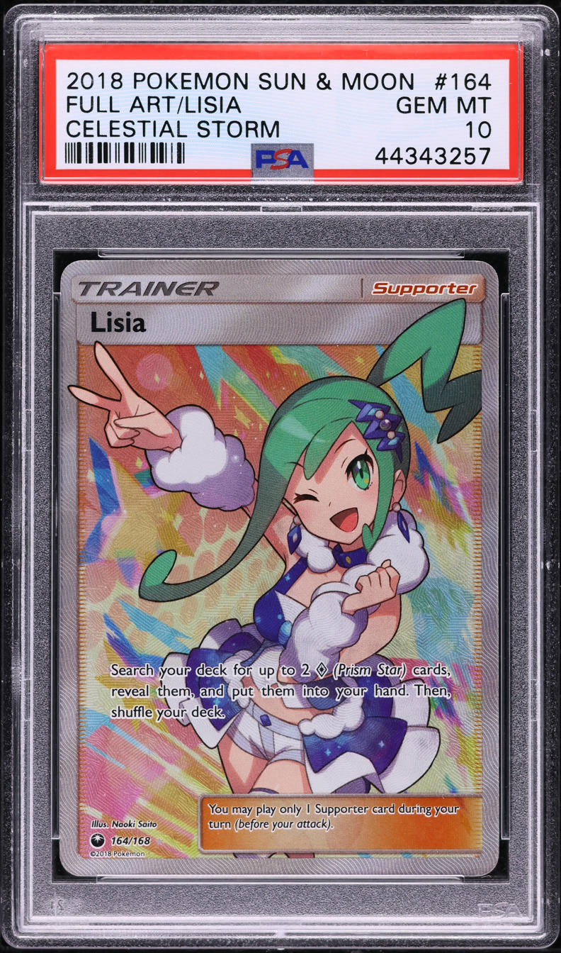 2018 POKEMON SUN & MOON CELESTIAL STORM FULL ART LISIA #164 PSA 10 GEM MINT