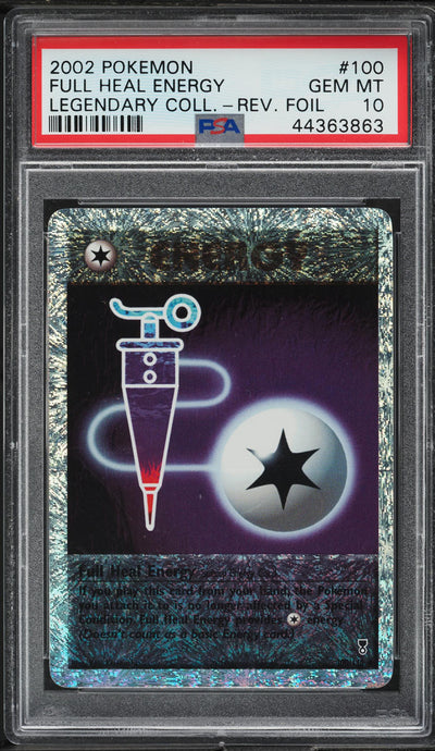 2002 POKEMON LEGENDARY COLLECTION REVERSE HOLO FULL HEAL ENERGY #100 PSA 10 GEM