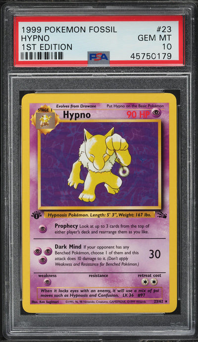 1999 POKEMON FOSSIL 1ST EDITION HYPNO #23 PSA 10 GEM MINT