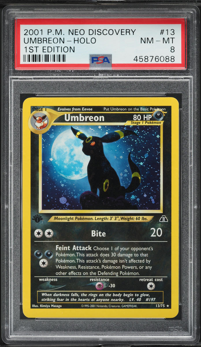 2001 POKEMON NEO DISCOVERY 1ST EDITION HOLO UMBREON #13 PSA 8 NM-MT