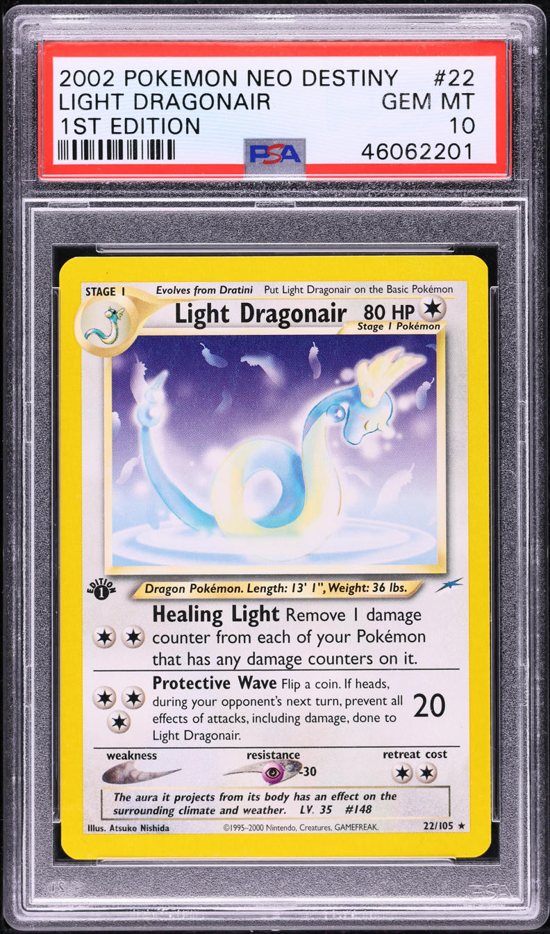 2002 POKEMON NEO DESTINY 1ST EDITION LIGHT DRAGONAIR #22 PSA 10 GEM MINT