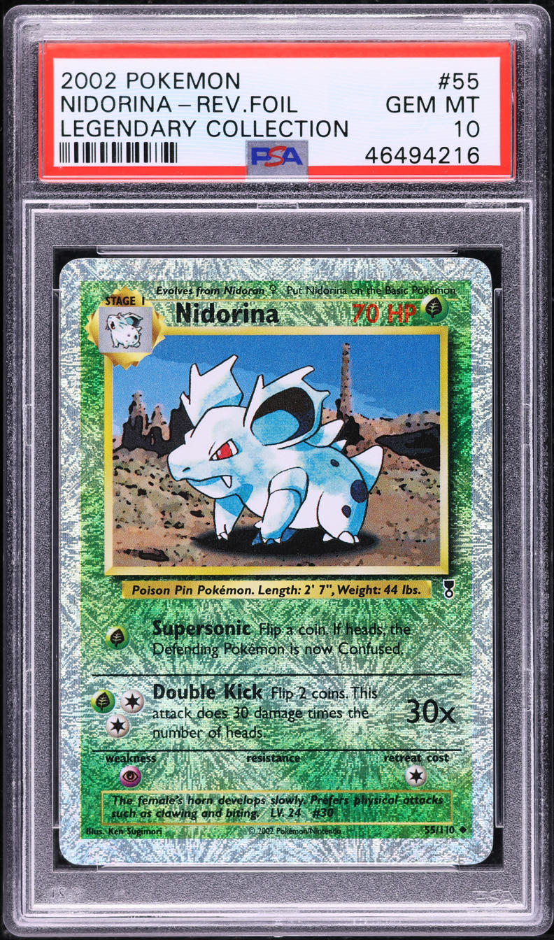 2002 POKEMON LEGENDARY COLLECTION REVERSE HOLO NIDORINA #55 PSA 10 GEM MINT