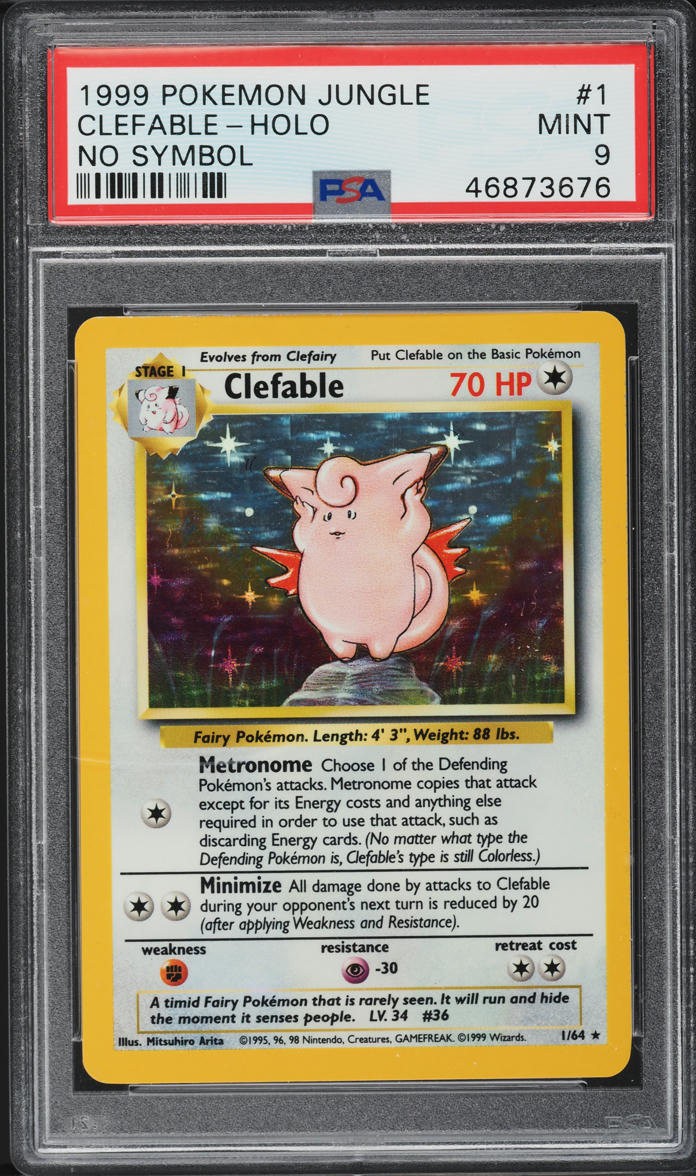 1999 POKEMON JUNGLE NO SYMBOL HOLO CLEFABLE #1 PSA 9 MINT