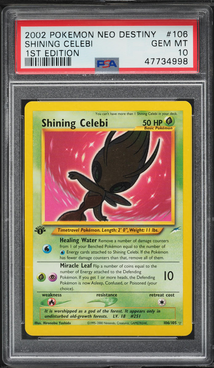 2002 POKEMON NEO DESTINY 1ST EDITION SHINING CELEBI #106 PSA 10 GEM MINT