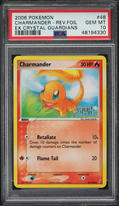 2006 POKEMON EX CRYSTAL GUARDIANS REVERSE HOLO CHARMANDER #48 PSA 10 GEM MINT