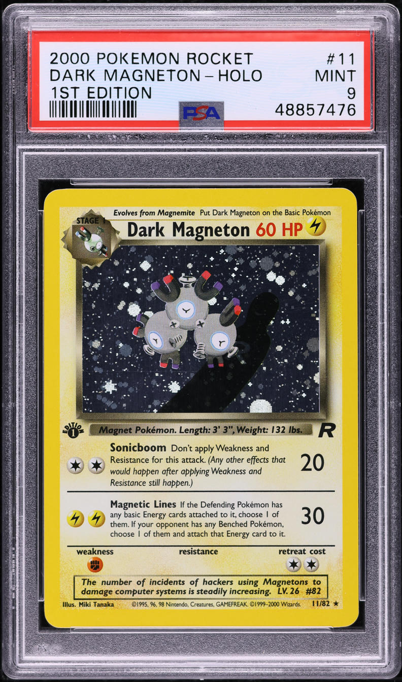2000 POKEMON TEAM ROCKET 1ST EDITION HOLO DARK MAGNETON #11 PSA 9 MINT