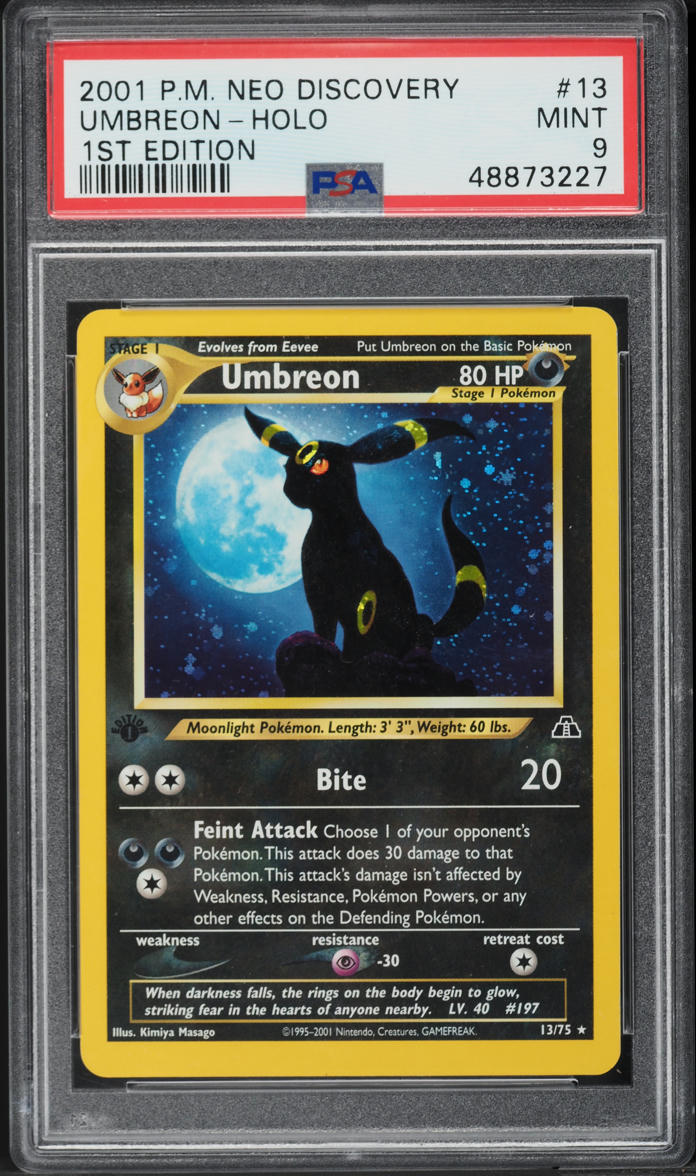 2001 POKEMON NEO DISCOVERY 1ST EDITION HOLO UMBREON #13 PSA 9 MINT