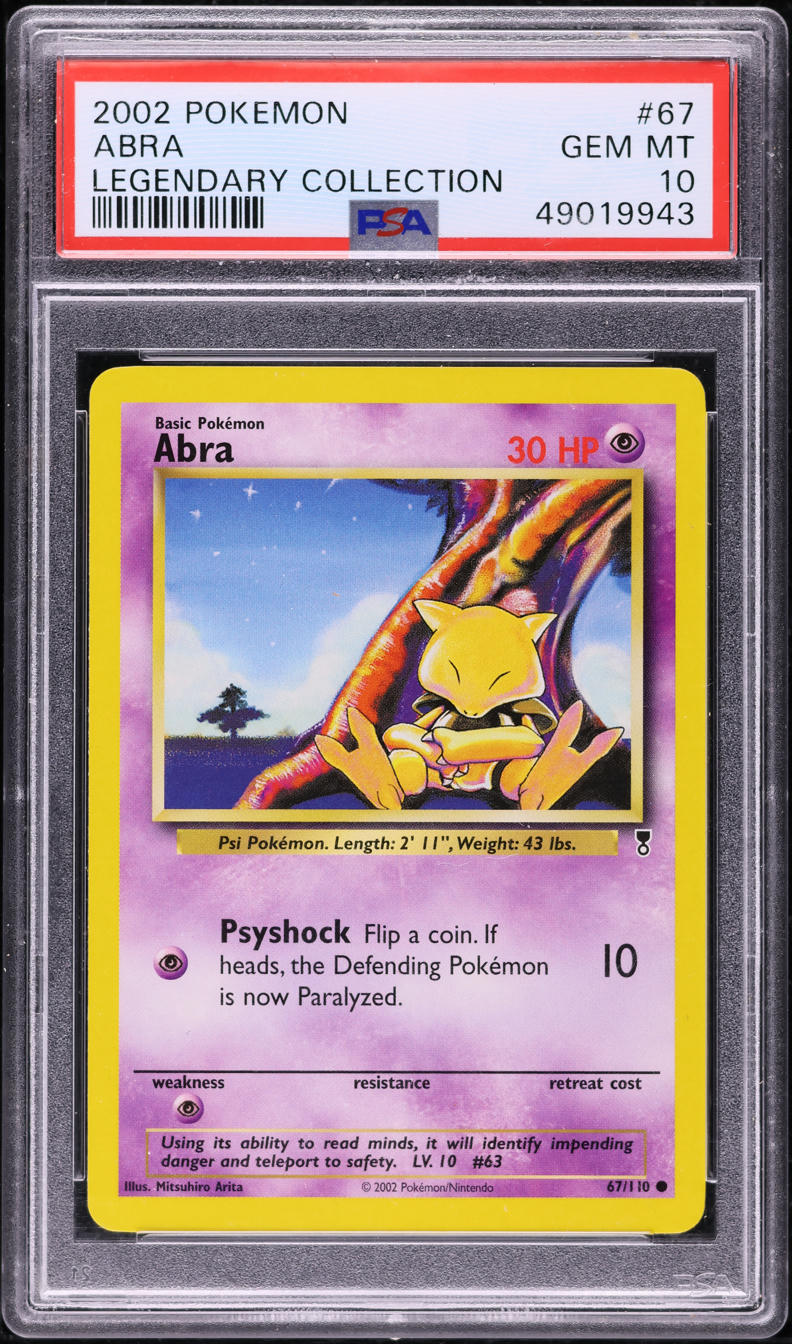 2002 POKEMON LEGENDARY COLLECTION ABRA #67 PSA 10 GEM MINT