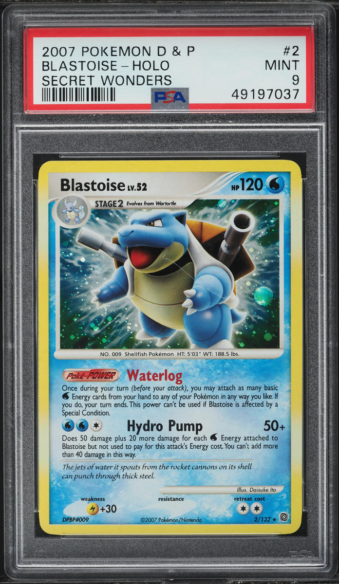 2007 POKEMON DIAMOND & PEARL SECRET WONDERS HOLO BLASTOISE #2 PSA 9 MINT