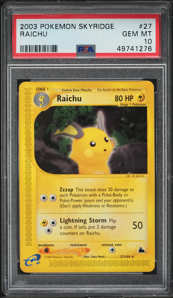 2003 POKEMON SKYRIDGE RAICHU #27 PSA 10 GEM MINT