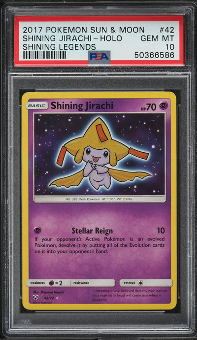 2017 POKEMON SUN & MOON SHINING LEGENDS HOLO SHINING JIRACHI #42 PSA 10 GEM MINT