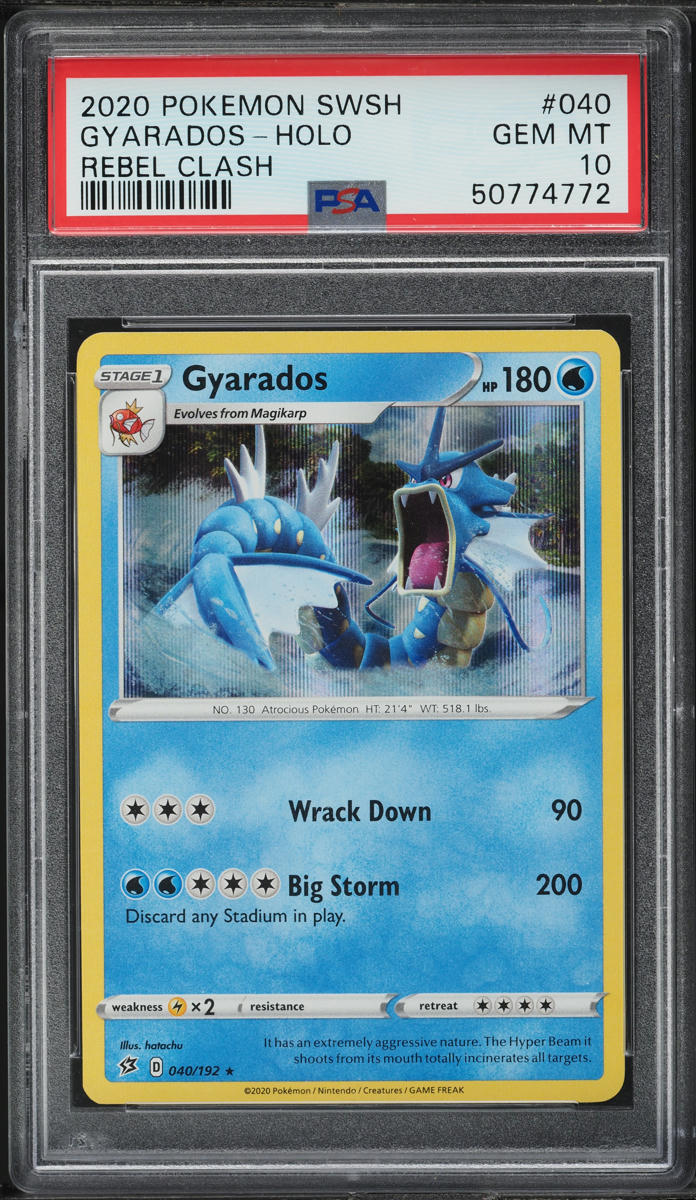 2020 POKEMON SWORD & SHIELD REBEL CLASH HOLO GYARADOS #40 PSA 10 GEM MINT