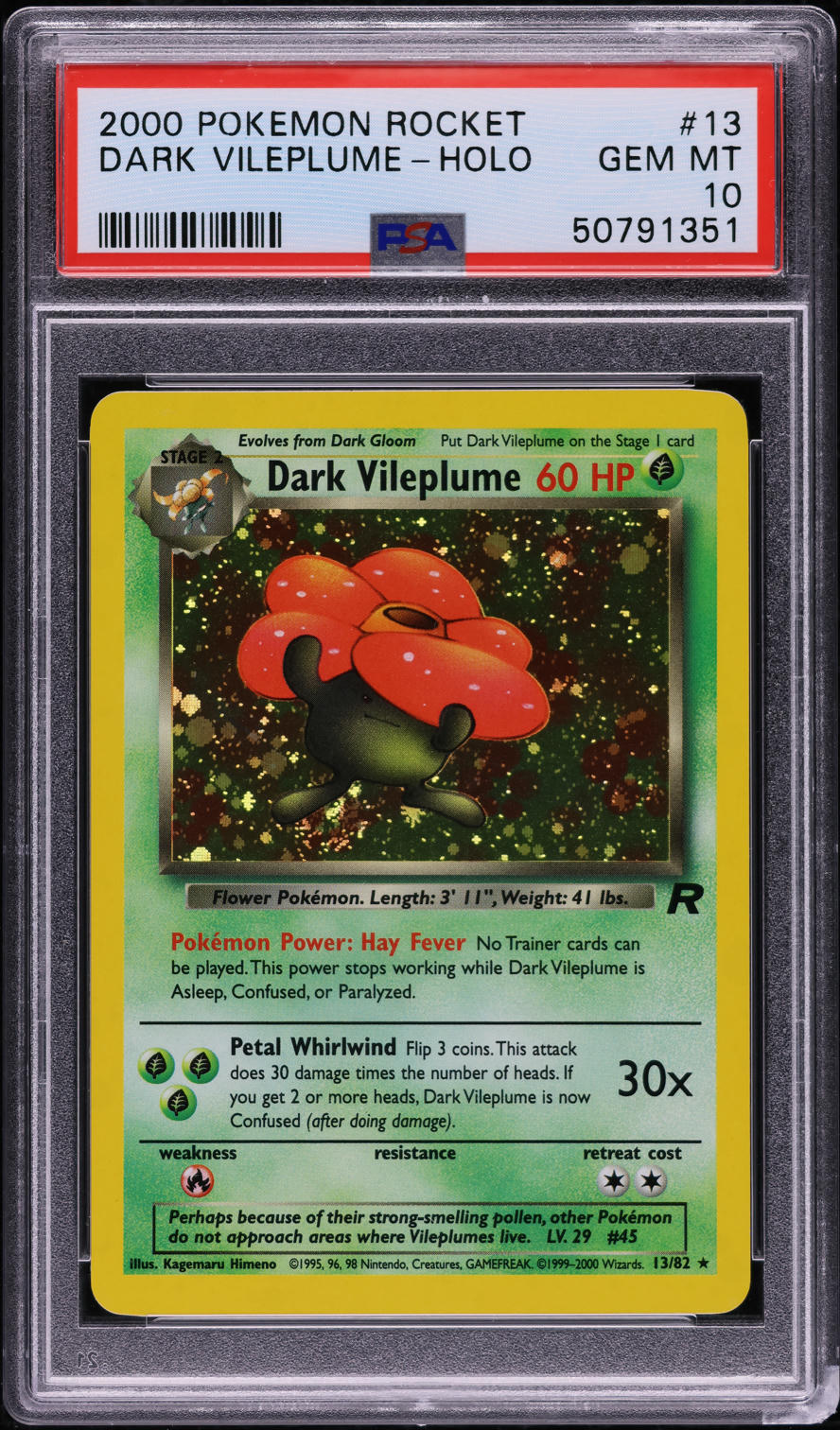 2000 POKEMON TEAM ROCKET HOLO DARK VILEPLUME #13 PSA 10 GEM MINT