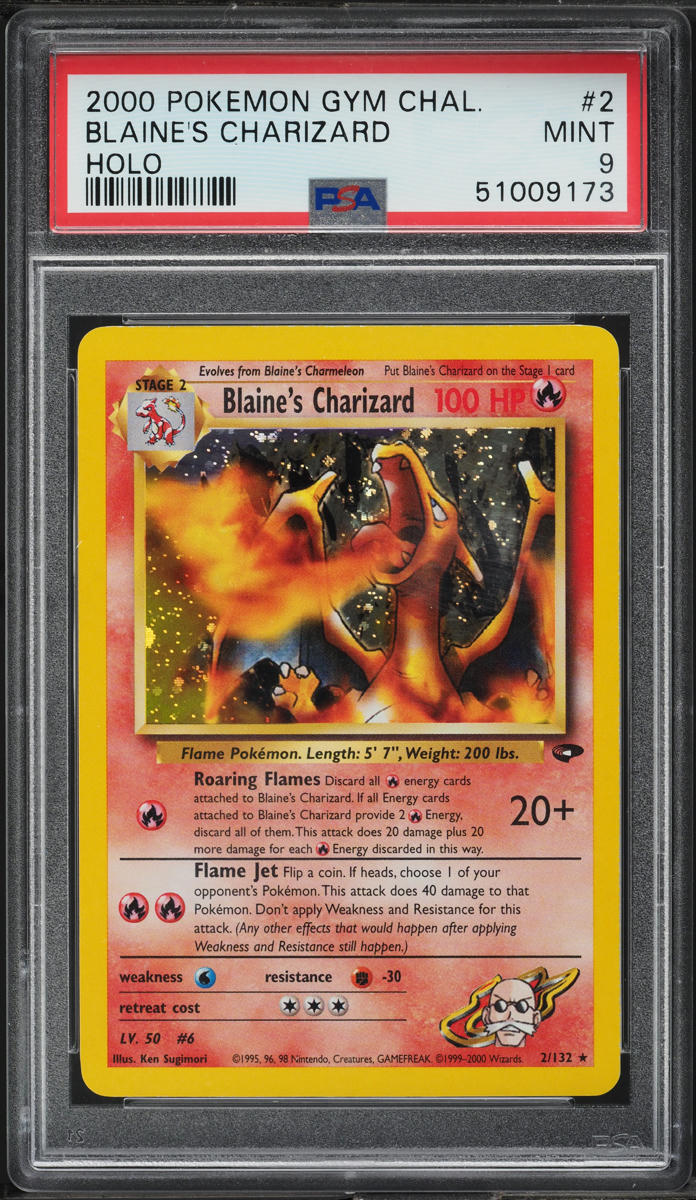 2000 POKEMON GYM CHALLENGE HOLO BLAINE'S CHARIZARD #2 PSA 9 MINT