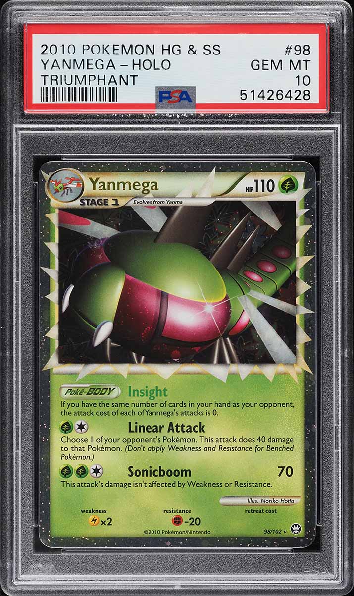 2010 POKEMON HEARTGOLD & SOULSILVER TRIUMPHANT PRIME YANMEGA #98 PSA 1 ...