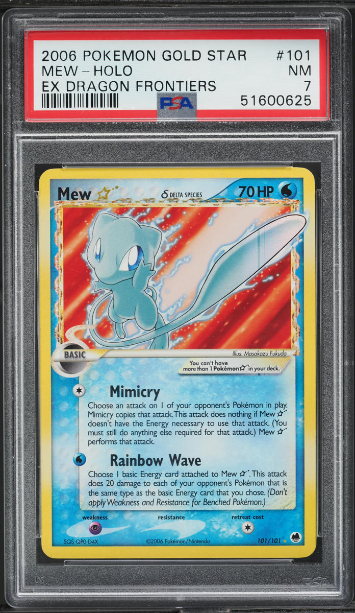 2006 POKEMON EX DRAGON FRONTIERS HOLO MEW GOLD STAR #101 PSA 7 NRMT
