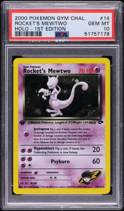 2000 POKEMON GYM CHALLENGE 1ST EDITION HOLO ROCKET'S MEWTWO #14 PSA 10 GEM MINT