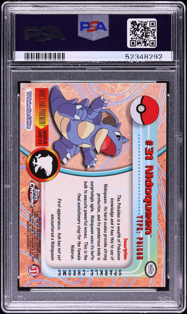 2000 TOPPS CHROME POKEMON SERIES 1 SPARKLE NIDOQUEEN #31 PSA 10 GEM MINT