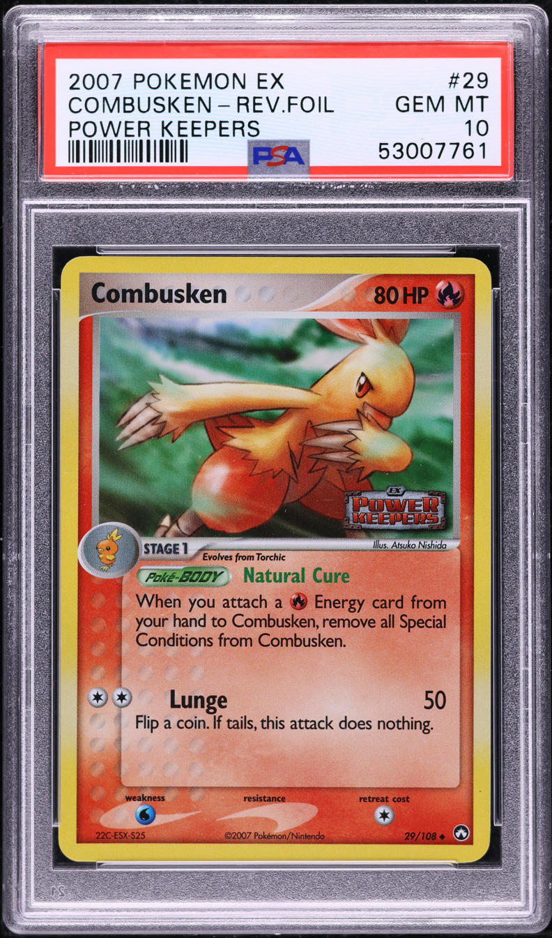 2007 POKEMON EX POWER KEEPERS REVERSE HOLO COMBUSKEN #29 PSA 10 GEM MINT